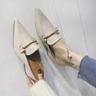 Faux Leather Pointed Mules