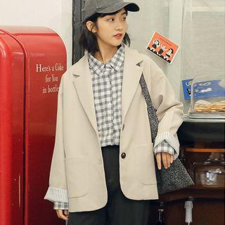 Single Breasted Blazer Almond - One Size