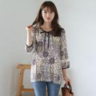 Tie-neck Puff-sleeve Paisley Top