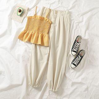 Spaghetti Strap Smocked Top / Harem Pants