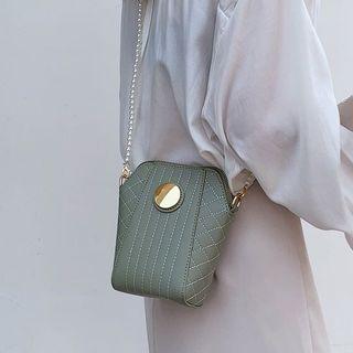 Circle Appliqued Stitched Crossbody Bag