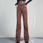 High Waist Cross Accent Bootcut Pants
