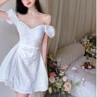 Rhinestone Deep V-neck Mini Dress
