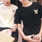 Cat Embroidered Short-sleeve Couple Matching T-shirt