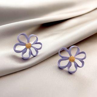 Floral Ear Stud 1 Pair - Purple - One Size