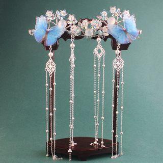 Floral Hair Clip / Butterfly Dangle Hair Clip / Set
