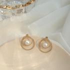 Faux Pearl Alloy Hoop Dangle Earring One Size - Earrings - Gold - One Size