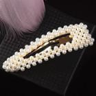 Faux-pearl Snap Hair Barrette Gold - One Size