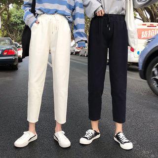 Drawstring Crop Tapered Jeans