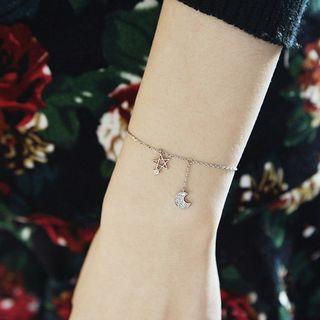 Rhinestone Moon And Star Bracelet