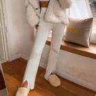 High-waist Slit-hem Knit Pants
