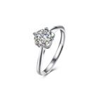 925 Sterling Silver Simple Fashion Flower Cubic Zircon Adjustable Ring Silver - One Size