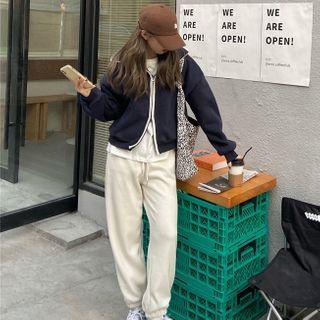 Long-sleeve Plain Zip Jacket / Plain Corduroy Pants