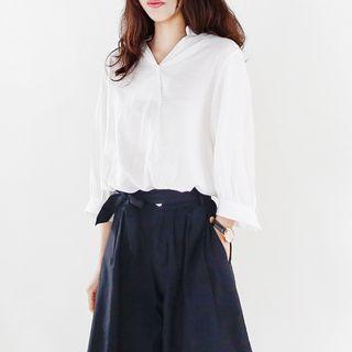 3/4-sleeve Open Placket Blouse