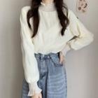 Mock-neck Shirred Blouse (various Designs)