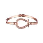 Fashion Plated Rose Gold U-shaped Bracelet With Austrian Element Crystal Rose Gold - One Size