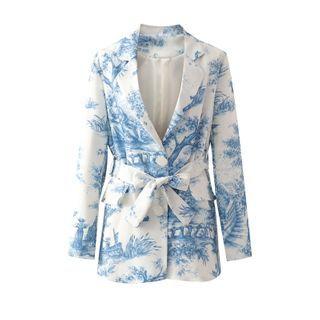 Tie-dyed Tie-front Blazer