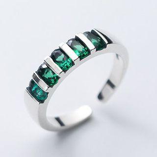 925 Sterling Silver Gemstone Open Ring S925 Silver - As Shown In Figure - One Size
