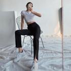 Slit-front Straight Leg Dress Pants