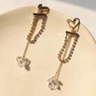 Faux Crystal Alloy Heart Dangle Earring 1 Pair - As Shown In Figure - One Size