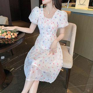 Short-sleeve Bow Floral A-line Dress (various Designs)