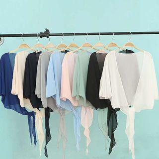 Tie-hem Chiffon Light Jacket