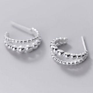 925 Sterling Silver Layered Open Hoop Earring 1 Pair - S925 Silver - Silver - One Size
