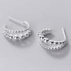 925 Sterling Silver Layered Open Hoop Earring 1 Pair - S925 Silver - Silver - One Size