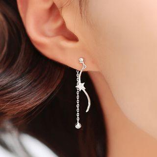925 Sterling Silver Star & Swirl Fringed Earring 1 Pair - Silver - One Size