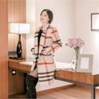Double-breasted Plaid Wool Blend Coat