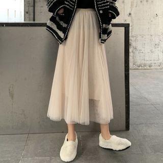 Mesh Overlay A-line Skirt As Shown In Figure - One Size