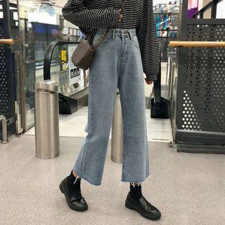 High Waist Crop Wide Leg Jeans