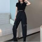 Short-sleeve Drawstring T-shirt / Sweatpants / Set