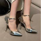 Butterfly Accent Ankle Strap Stiletto Heel Sandals
