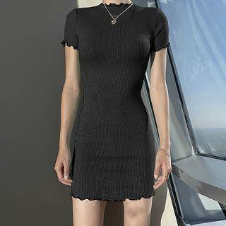 Short-sleeve Ribbed Bodycon Dress