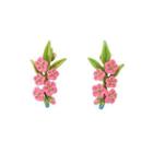 Fashion And Elegant Plated Gold Enamel Pink Flower Earrings Golden - One Size