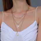 Alloy Globe & Shell Pendant Layered Necklace 0415 - 01 - Gold - One Size