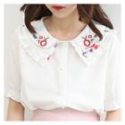 Embroidered Peterpan-collar Blouse