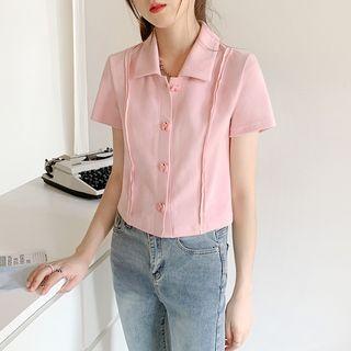 Short Sleeve Bow Detail Crop Shirt