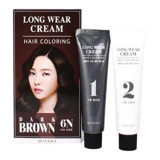 Missha - Long Wear Cream Hair Coloring (#6n Dark Brown) No.6n - Dark Brown