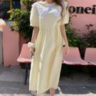Lace-collar Puff-sleeve Dress