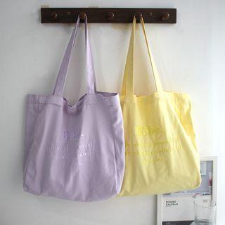 Embroidered Lettering One-shoulder Tote Bag
