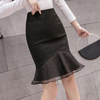 High-waist Plain Panel Mermaid Skirt