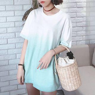 Gradient Elbow Sleeve T-shirt