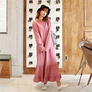 Frill-hem Maxi T-shirt Dress