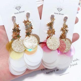 Star & Disc Dangle Statement Earring