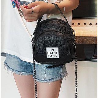 Lettering Double Zipper Crossbody Bag