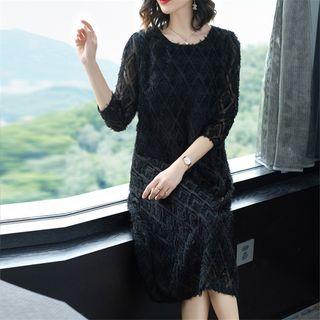 3/4-sleeve Fringe Dress
