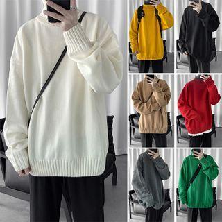 Plain Turtleneck Oversized Sweater