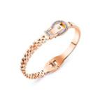Fashion Creative Plated Rose Gold Geometric Asymmetric 316l Stainless Steel Bangle With Cubic Zirconia Rose Gold - One Size